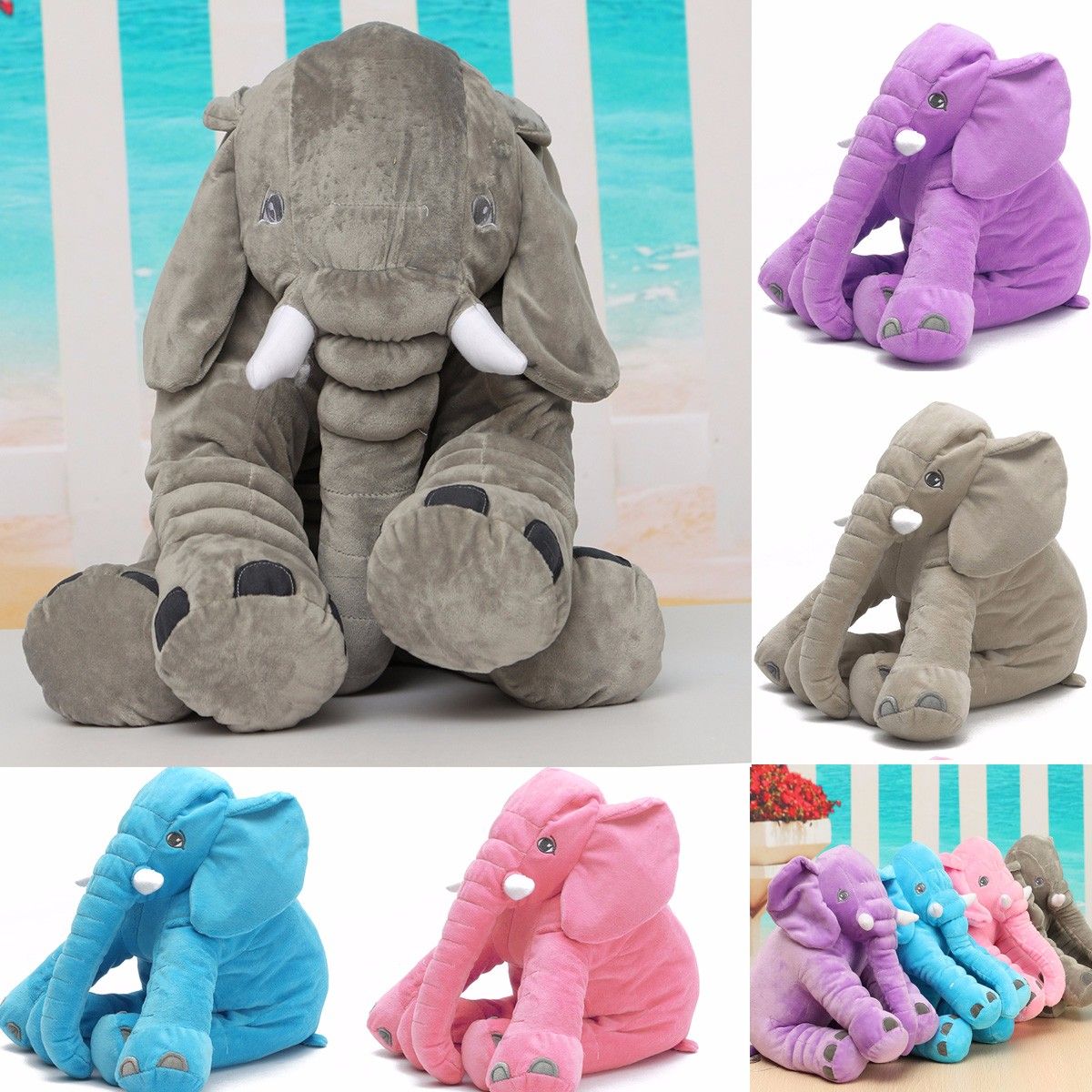 Kids Baby Soft Elephant Doll Sleeping Pillow Plush Stuf Grey