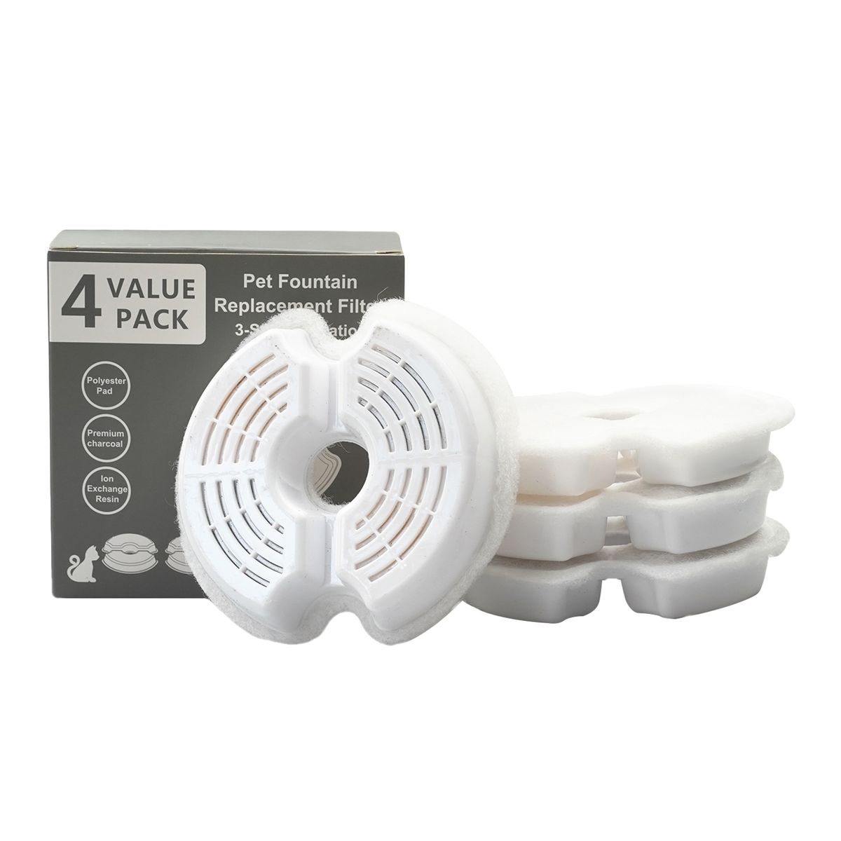 4PCS Pet Fountain Filter Sponge Replacement Pet Fountain