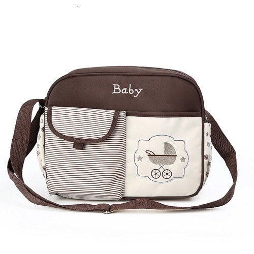 Baby Diaper Bag Small In Varied Design - Brown
