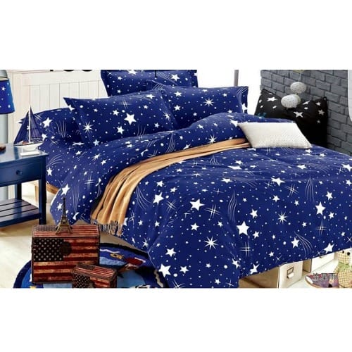 Star Design Bedsheet With Pillowcases -Blue