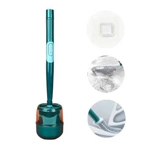 Toilet Brush With Soap Dispenser And Holder Set - Silicone