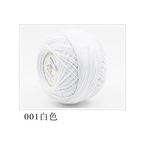1PC=50g 3# Lace Yarn 100% Cotton Yarn For Crocheting Fine Combed Yarn Using 2.5mm Crochet Knitting Yarn-01 Pure White