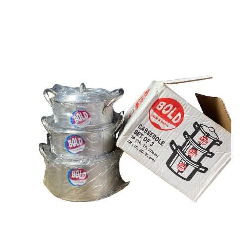 Aluminum Cooking Pot Set - 3 Pcs- 16 / 18 And 20cm