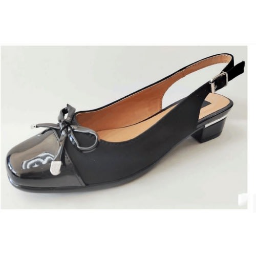 Patent Leather Tip Office Heel Sandal