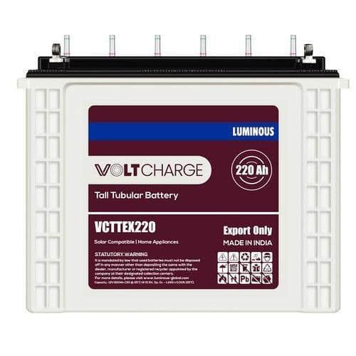 Luminous Volt Charge 12v 220Ah Tall Tubular Solar Inverter Battery