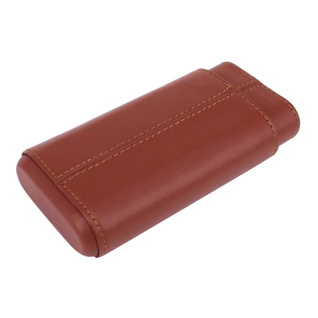 Case PU Leather Wrapped Wood Tube Portable Travel  Humidor