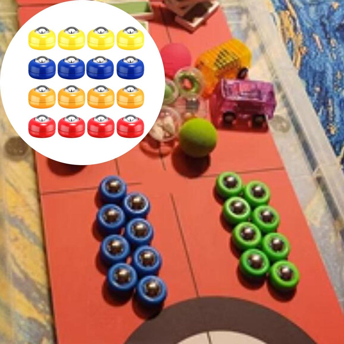 16Pcs Mini Shuffleboard Pucks Shuffleboard Rollers Set For