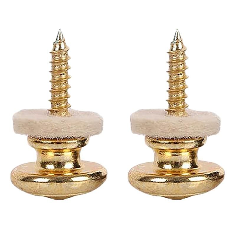 2PCS Wool Copper Guitar Strap Lock Locking Pegs Pins Mushroom Shape End Button for Acoustic Classical Electric Bass Guitar Ukulele Gold