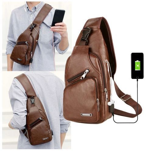 Business Bag Men USB Portable Crossbody Chest Bag