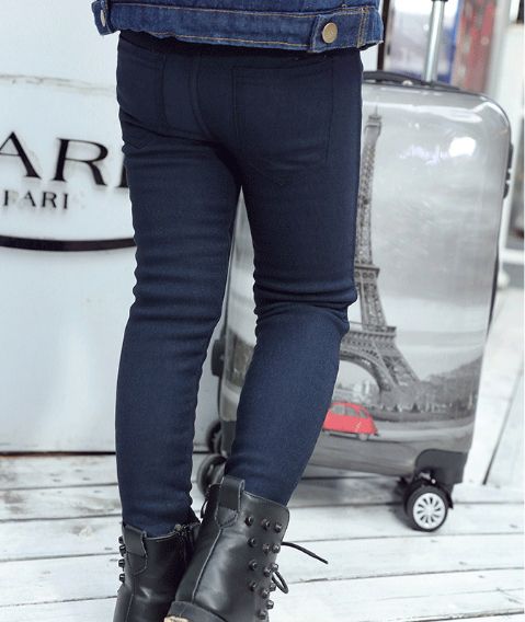 Girls Slim Fit Color Candy Chinos Jeggings- Navy Blue