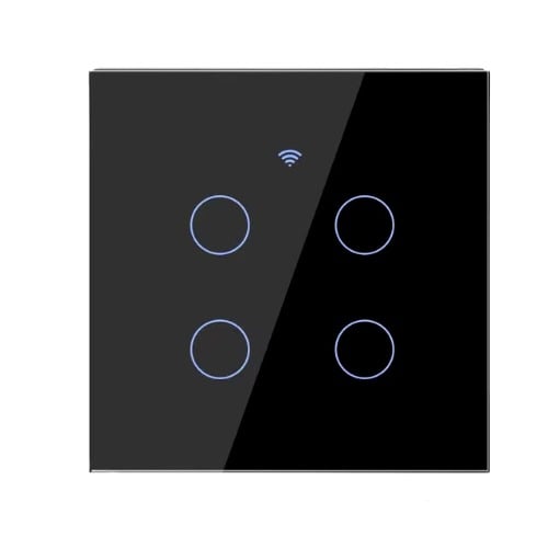 4 Gang Smart Wifi Light Switch Tuya - Black