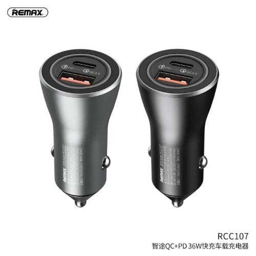 RCC-107 36W Pd Type-C + QC3.0 USB Port Fast Charge Car Charger