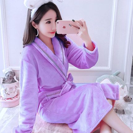 Ladies And Men Long Bathrobe Women Flower Flannel Kimono Bath Robe Bridal Wedding Bridesmaid Robes Dressing Gown Peignoir Badjas（#19）