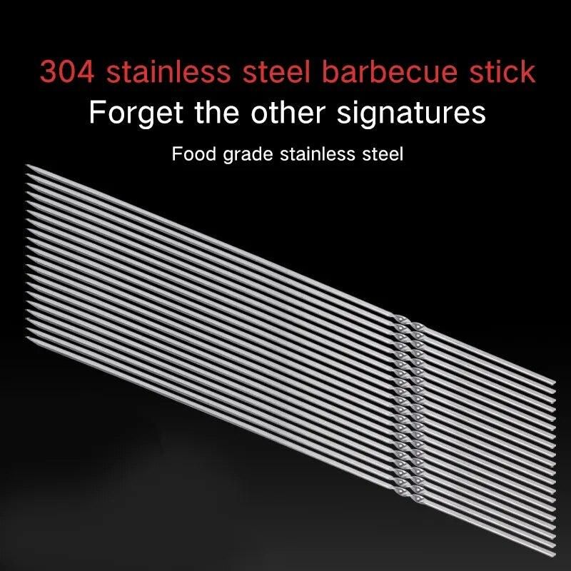 10pcs Stainless BBQ Sticks Steel For Skewer Reusable For Outdoor Camping Picnic Tools Cooking tools Barbeque Tools