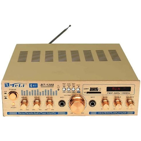 Bt-1288 Bluetooth Receiver  Karaoke Stereo 2ch Amplifier  Support Fm Usb Sd With Remote