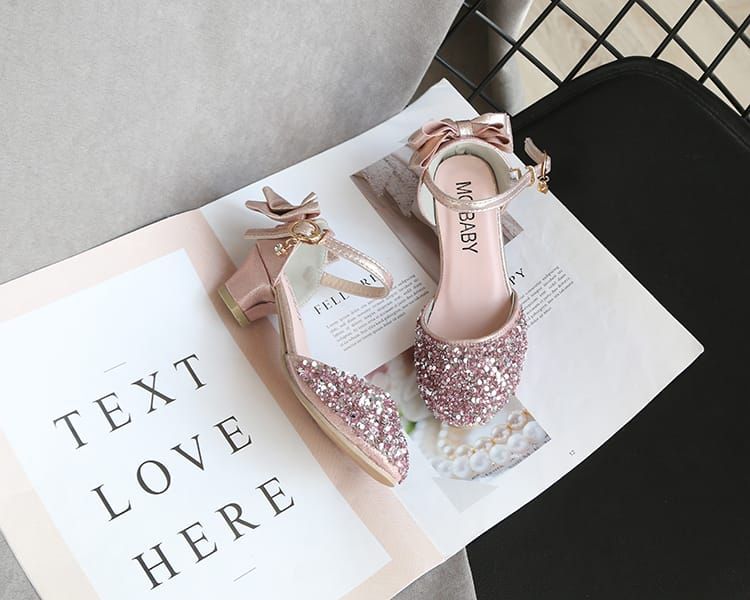 Big Girl Glitter Birthday Party Shoes With Heels - Pink