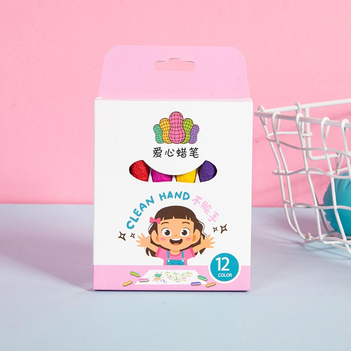 Kids Crayons Marker Coloring Washable For 12 Colors Pink