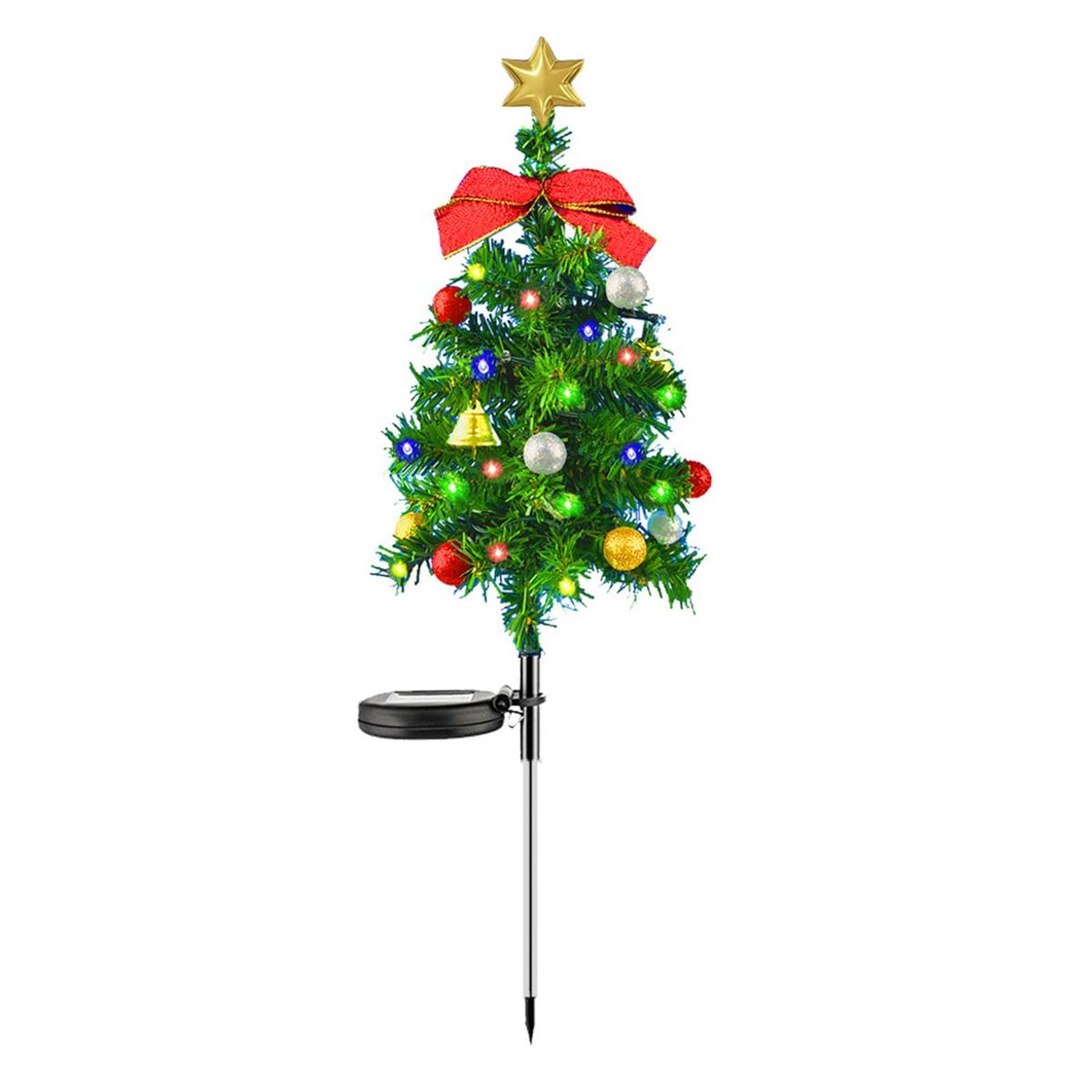 Outdoor Solar Light Joyful Glow Solar Christmas Tree Lamp for Festive Green
