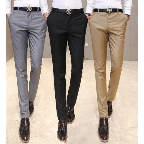 Men's Classic Trousers - 3 Pairs- Black + Ash & Brown