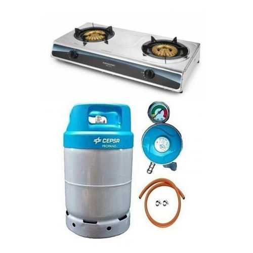 Gas Cylinder 12.5kg With Best Choice Gas Cooker, Amcool Metered Regulator, Hose & Clips - Blue Cap