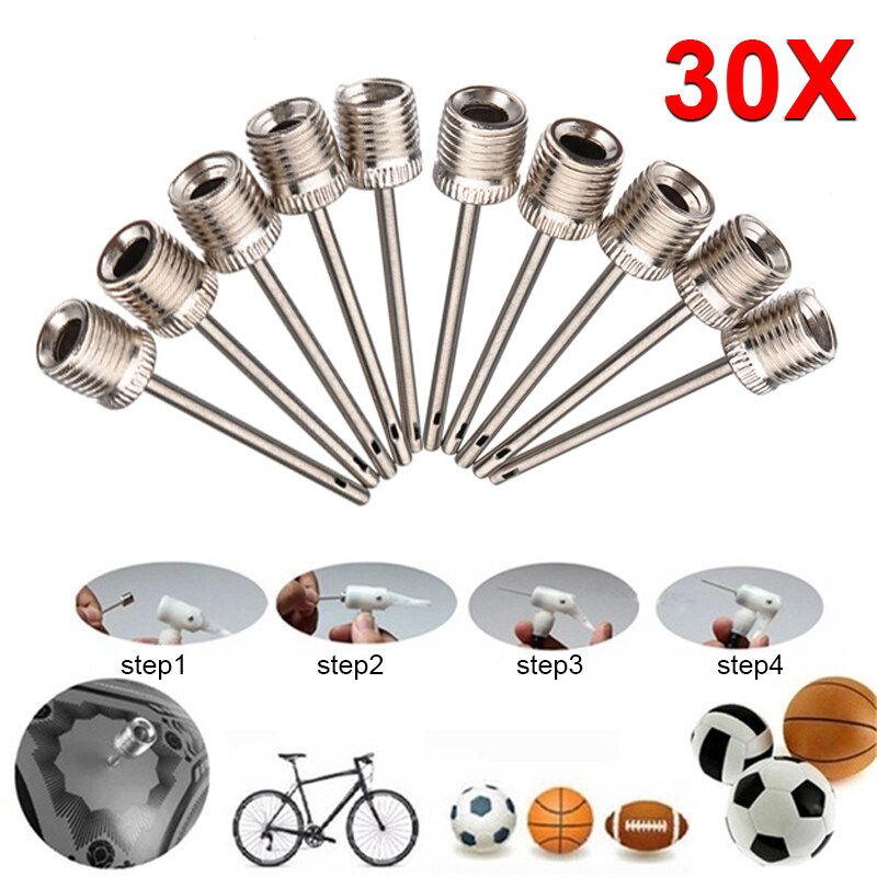 1/3/5/10/30pcs New Ball Inflating Pump Football/Rugby/Volleyball/Netball Valve Adapter Silver