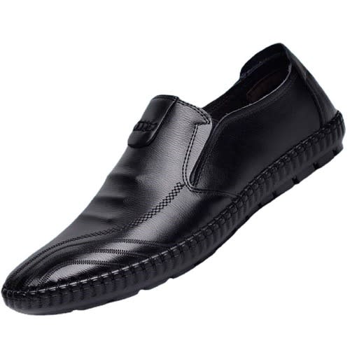 Business Men's Leather Loafers - Slip On - Black