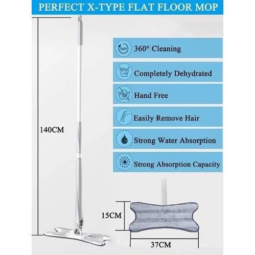 X-shape Hand Free Floor Mop - Microfiber Floor Mop Squeeze Mop