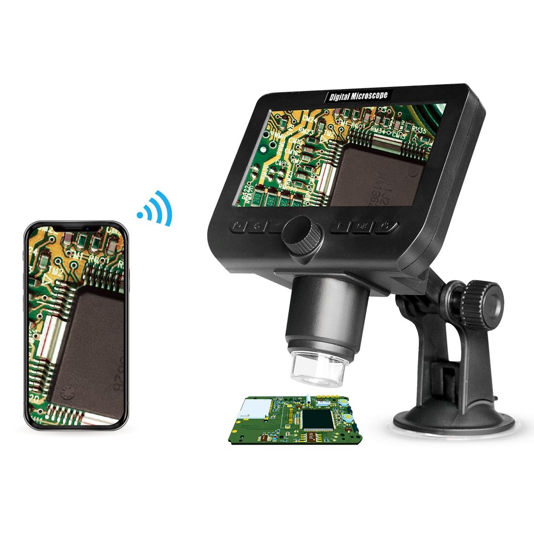 Inskam317 1080P 4.3 Inch LCD Screen WiFi HD Digital Microscope, Sucker Bracket
