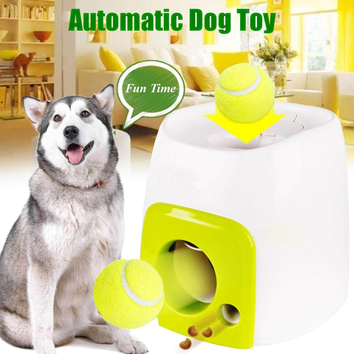 Automatic Puppy Pet Ball Launcher Interactive Tennis Ball Toy Play Train