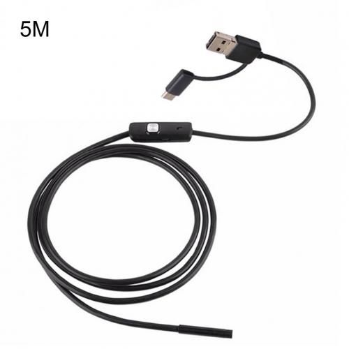 AN100 Endoscope Camera 3-in-1 Interface Mini HD IP67 8mm Hard Flexible Tube Camera Endoscope Video  For Mobile Phone-5m