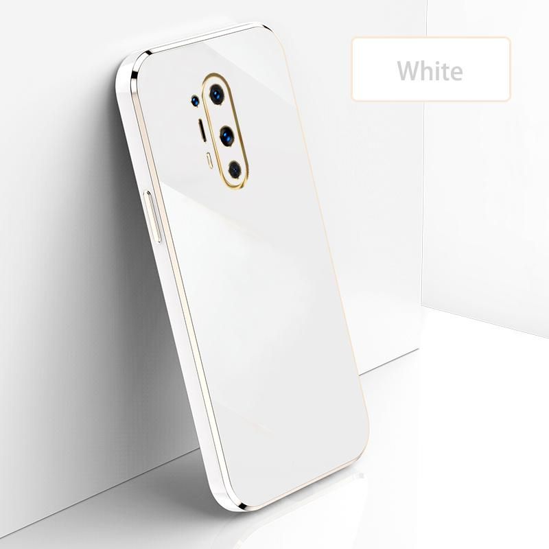 Ultra Thin Plating Phone Case for OnePlus 8 Pro Lens Protection soft Phone Back Cover-White