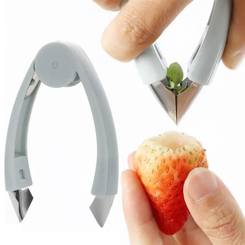 Multi-function Pineapple Cutter Tomato Fruit Leaf Stem Remover Gadget Tweezer Kitchen Tool Strawberry Shelling Machine Slicer