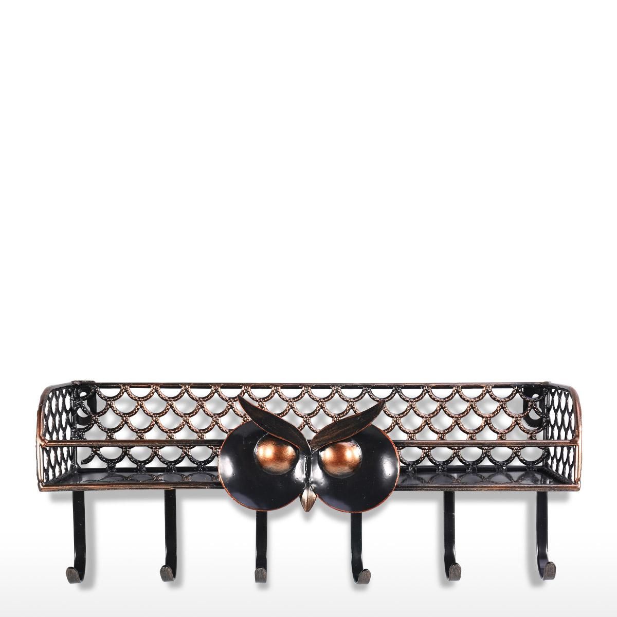 Multifunctional Wall Mounted Owl Spice Shelf with Hooks Iron Spice Rack Space Saving Storage Organizer