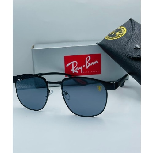 Clubmaster Black Metal Rim Sunglasses - Grey Lens