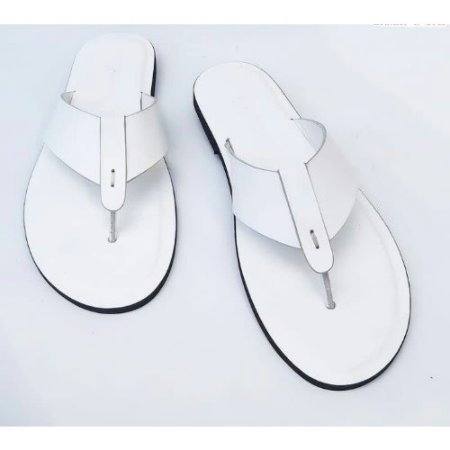 White Male Leather Slippers