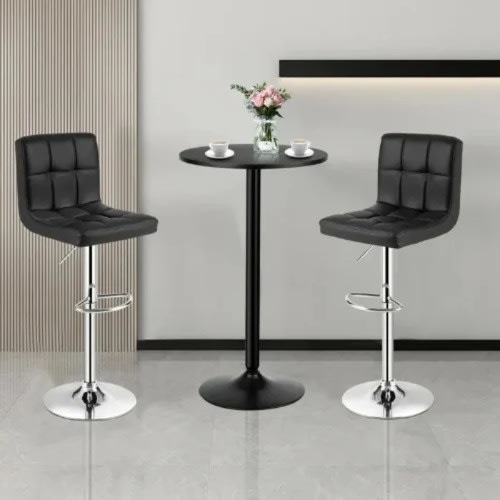 Table And Adjustable Bar Chairs- 3 Pieces