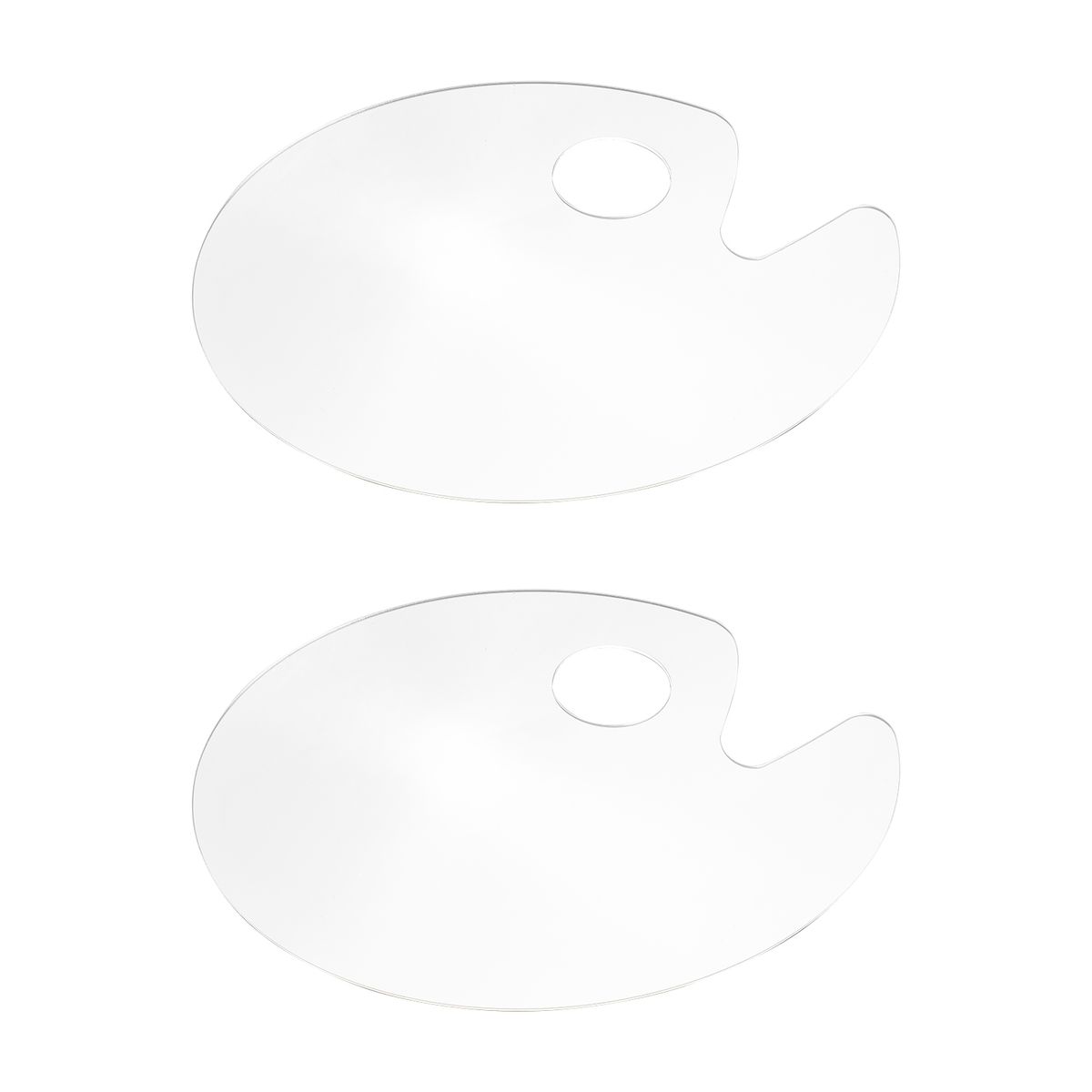 2PCS Acrylic Paint Palette Oval Shape Transparent Non-Stick