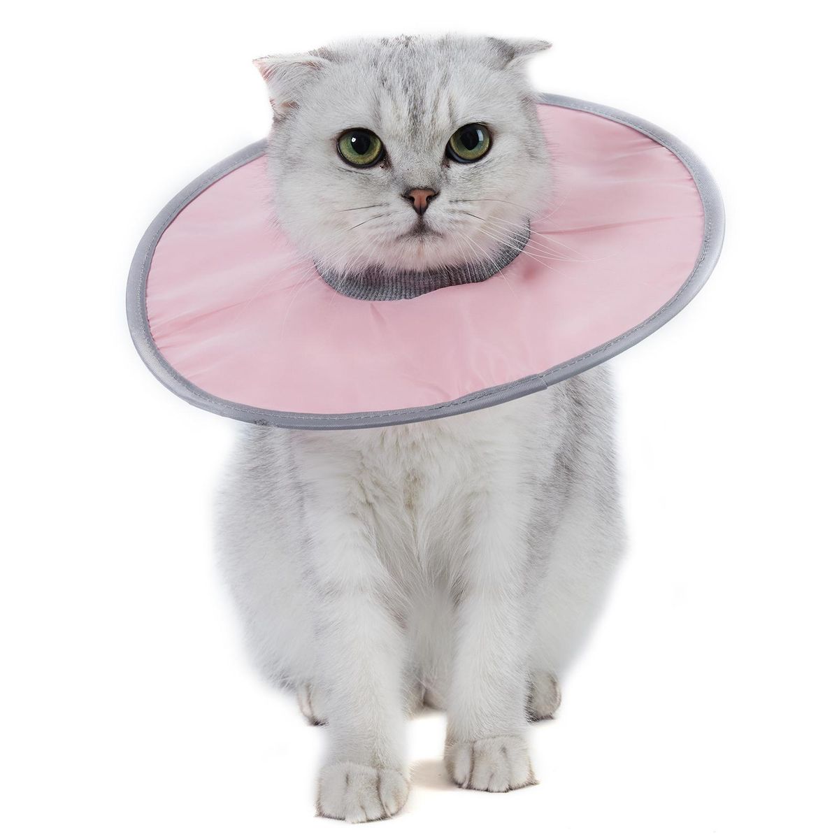 Cat Cone Collar Stop Licking Adjustable Ribbing Neck Recovery Collar