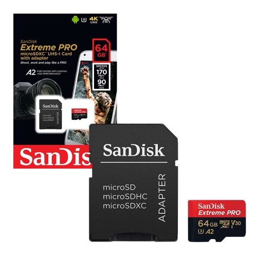 64GB Extreme Pro Micro SD Memory Card Class 10 UHD 4k A2 170mbs Sd Card Adapter