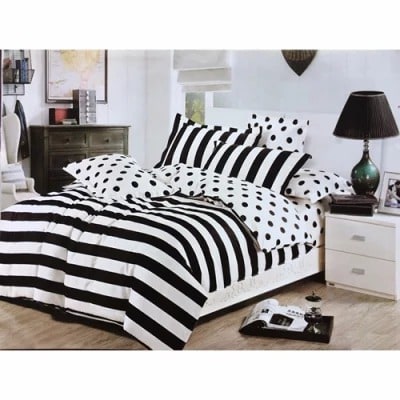 Rocklinz Beddings Monochrome Spotted Duvet + Bed Sheets