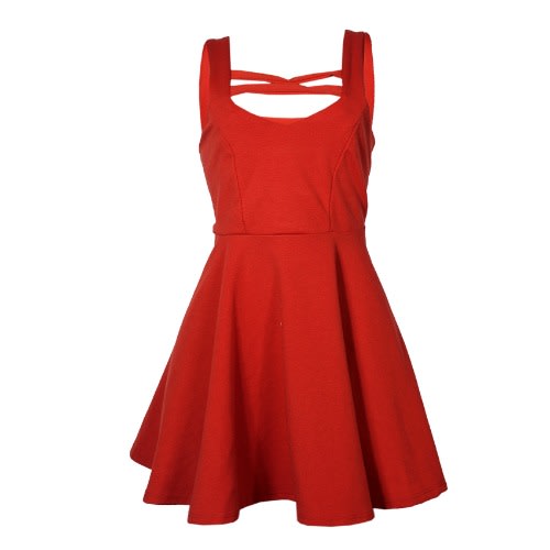 Cross Back Flare Dress -Burnt Orange
