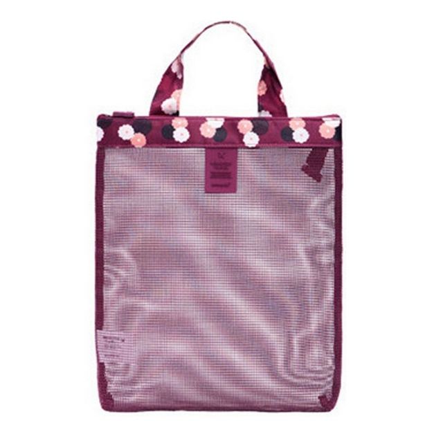 Women Mesh Beach Bag Swimming Bolsa Praia Cosmetic Pouch Na