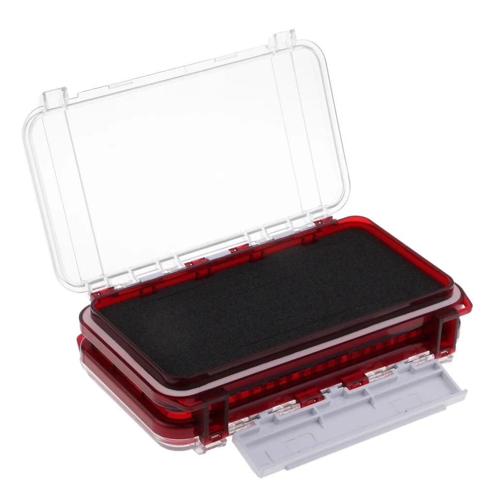 Plastic Two-sided Fly Box Multiple Compartments & Foam Fly Fishing Lure Box Red