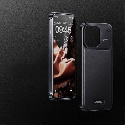 Leather Case For iPhone 15 Pro Max-slim - Black