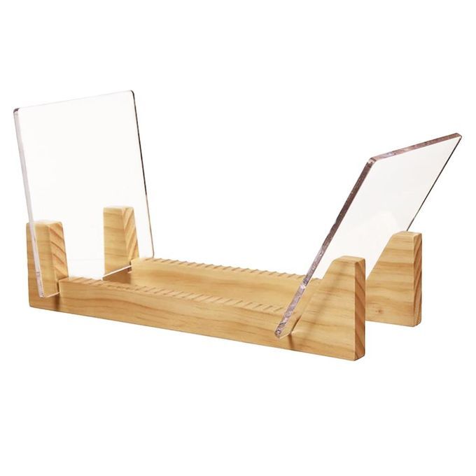 Modern  Record Holder With Acrylic Ends Display Stacks Up Khaki