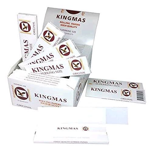 Box Of White Kingmas Raw Rolling Paper - 50 Booklets