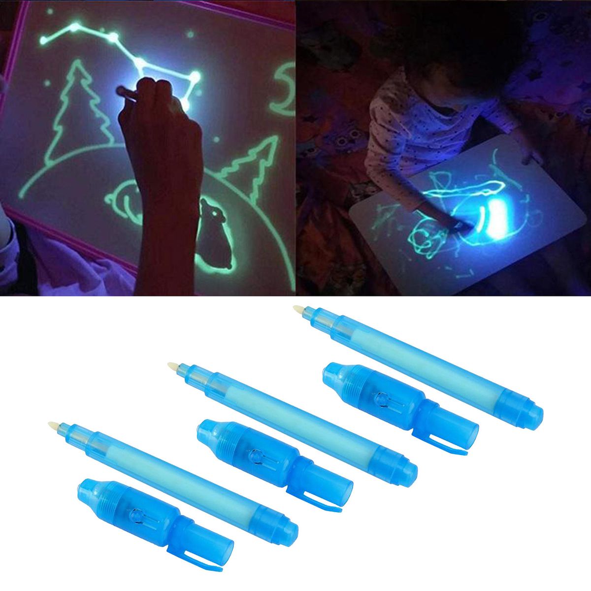 3pcs Invisible Ink Spy Pen With UV Light Magic Marker For Kids Drawing