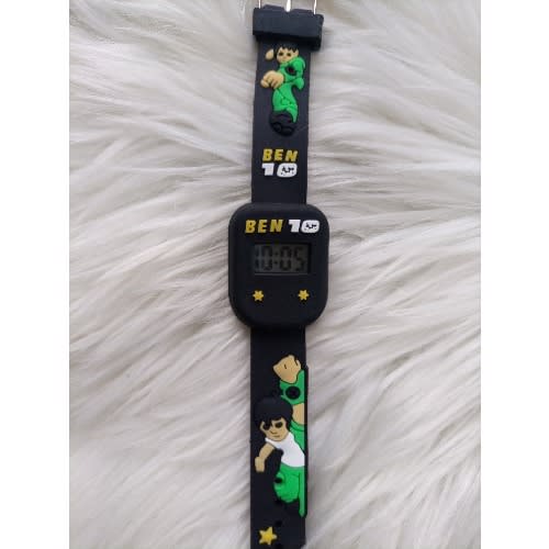 Ben 10 Embossed Cartoon Character Silicone Watch - Black