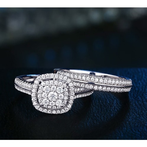 Pure 925 Sterling Silver Bridal Wedding Ring