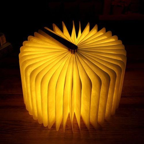 LED Wooden Book Light USB Charging Bluetooth Music Speaker Folding Book Light Flip Gift Night Light